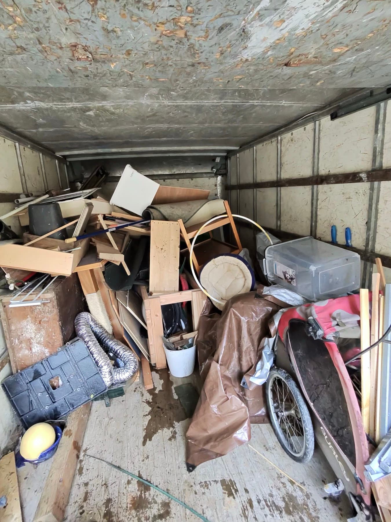 Packed truck interior during a storage unit clean-out